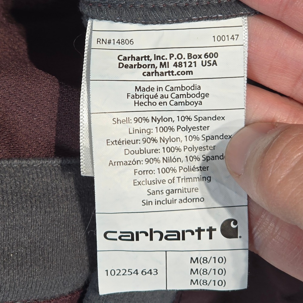 Carhartt Womens Softshell Vest Burgundy Full Zip Fleece Lined 102254 Medium 8/10 - Picture 6 of 15